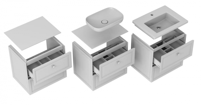 MOBILIER MONTEBIANCO 60 CM, 2 SERTARE, ALB MAT [2]