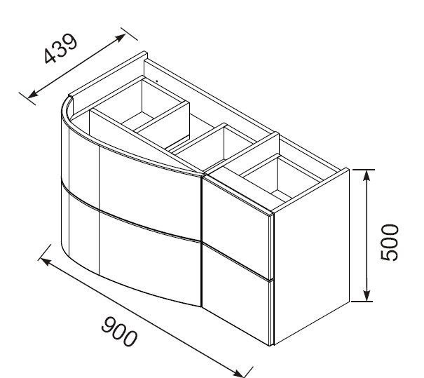MOBILIER OPAL 90 CM, DREAPTA, 4 SERTARE, GRI LUCIOS [2]