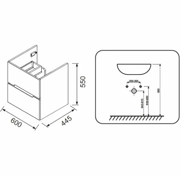 MOBILIER SIENA 60 CM, 2 SERTARE, NEGRU MAT [2]