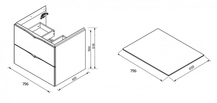 MOBILIER SIENA 80 CM, 2 SERTARE, GRI MAT [2]
