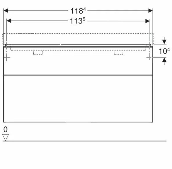 Dulap baza suspendat pentru lavoar dublu Geberit Smyle Square 119 x 47 x 62H cm, cu 2 sertare, gri nisip [2]