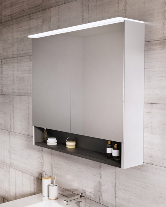 DULAP CU OGLINDA BERYL 80.2X71X15, 2 USI, ALB MAT [2]