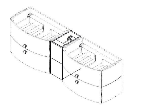 DULAP CONECTOR 24X55.4X39.2 SERTARE SOFT-CLOSE, BLEUMARIN MAT [3]