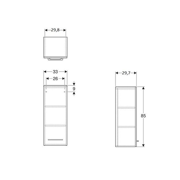 DULAP INALTIME 85 CM SELNOVA SQUARE CU O USA, NUC AMERICAN HICKORY DESCHIS, [2]
