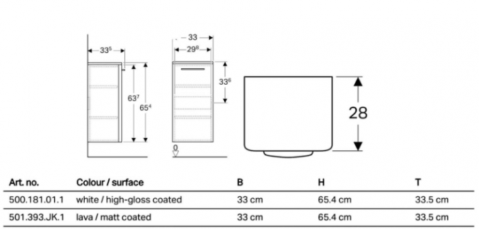 DULAP INALTIME MEDIE GEBERIT SELNOVA SQUARE 33X86.6X35 O USA, LAVA MAT [2]