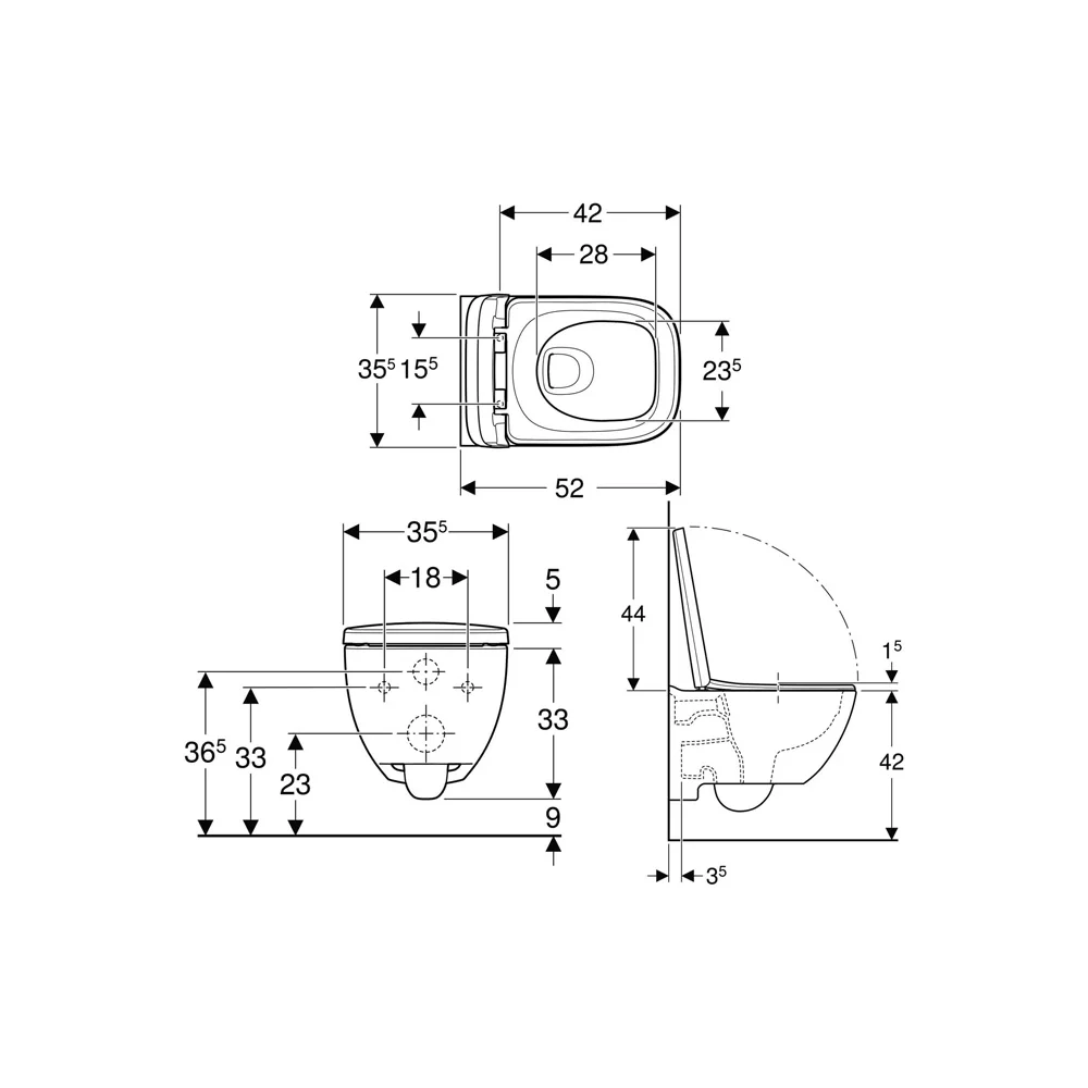 Geberit Selnova Square Premium - Set vas WC suspendat Rimfree cu capac [3]