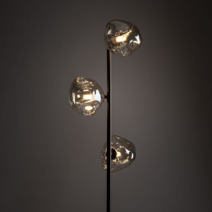 Lampă de Podea TK Lighting LAVA BROWN 3xG9 – Corp Modern din Sticlă Maro Fumurie și Metal Auriu Satinat [1]