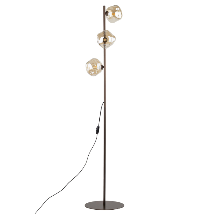 Lampă de Podea TK Lighting LAVA BROWN 3xG9 – Corp Modern din Sticlă Maro Fumurie și Metal Auriu Satinat [2]