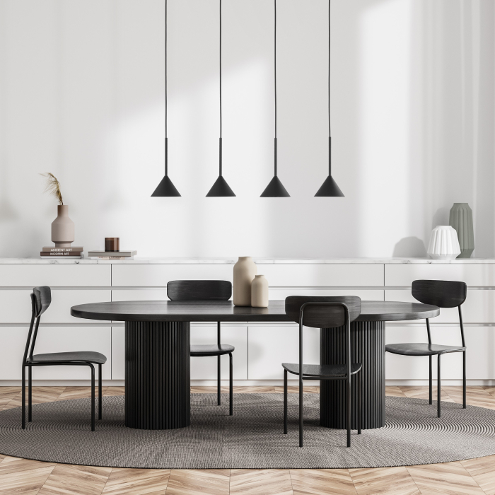 Lampă Suspendată TK Lighting CONO MINI BLACK 4xE14 – Lustră Modernă cu 4 Abajururi Conice Negru Mat [2]