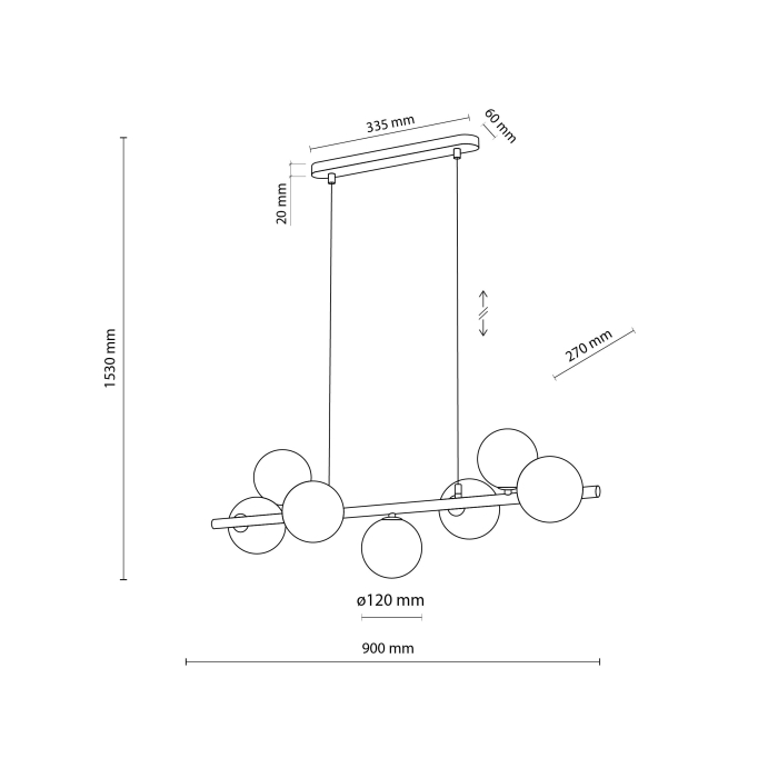 Lampă Suspendată TK Lighting ESTERA WOOD ORZECH BURSZTYN 7xG9 – Corp de Iluminat Modern din Lemn Nuc și Sticlă Chihlimbar [4]