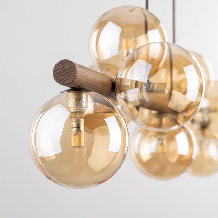 Lampă Suspendată TK Lighting ESTERA WOOD ORZECH BURSZTYN 9xG9 – Corp de Iluminat Modern din Lemn Nuc și Sticlă Chihlimbar [3]