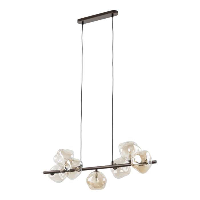 Lampă Suspendată TK Lighting LAVA BROWN 7xG9 – Pendul Modern din Sticlă Maro Fumurie și Metal Auriu Satinat [2]
