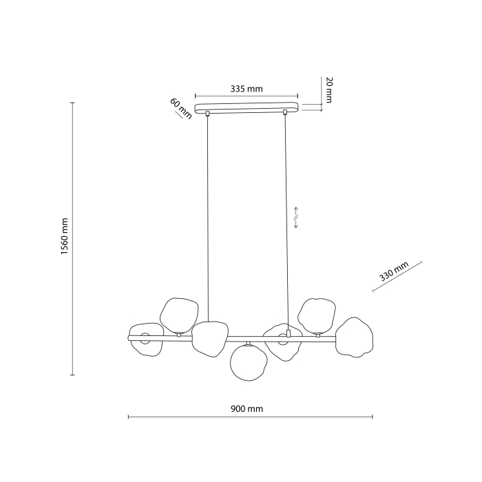 Lampă Suspendată TK Lighting LAVA SABIA 7xG9 – Lustră Modernă din Sticlă Fumurie și Metal Auriu Satinat [4]