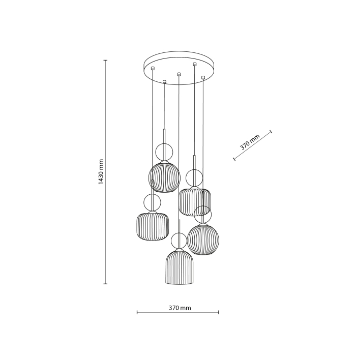 Lampă Suspendată TK Lighting SOPHIA COGNAC 5xE14 – Corp de Iluminat Modern din Sticlă Cognac și Metal Auriu Satinat [4]