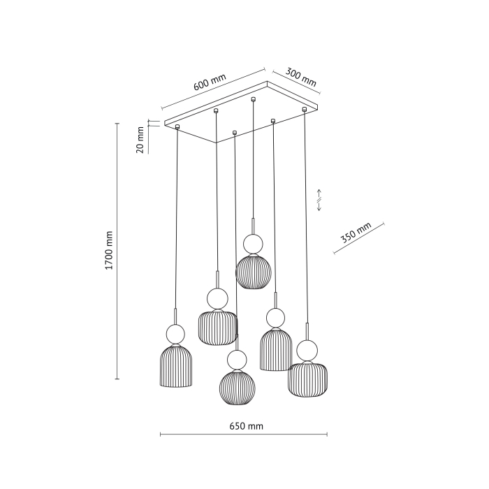 Lampă Suspendată TK Lighting SOPHIA COGNAC WHITE 6xE14 – Corp de Iluminat Modern din Sticlă Cognac Albă și Metal Auriu [4]