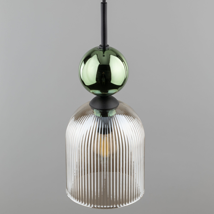 Lampă Suspendată TK Lighting SOPHIA GREEN COGNAC 1xE14 – Varianta 2, Design Modern din Sticlă Verde–Cognac și Metal Auriu Satinat [2]