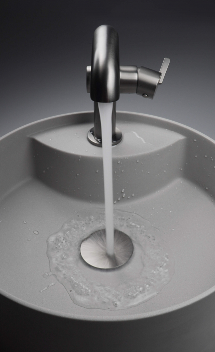 Lavoar din granit,montaj pe blat ,diametru 360,Deante Silia culoare negru,antibacterian ,hidrofug [4]