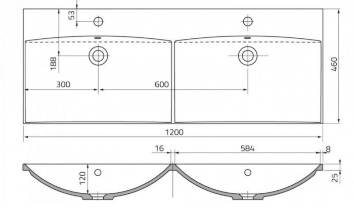 LAVOAR AMELIA 120, DOUA CUVE, MARMURA COMPOZITA, ALB [2]