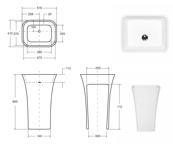 LAVOAR FREESTANDING ASSOS 40X50X85, WHITE [4]