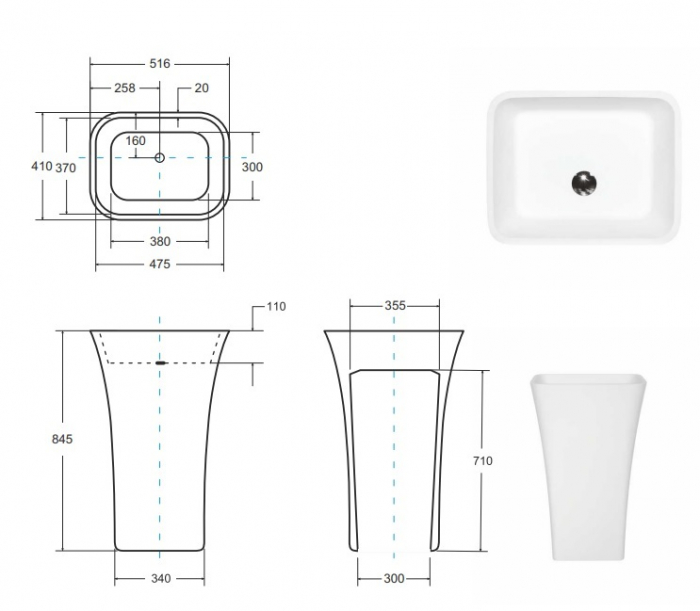 LAVOAR FREESTANDING ASSOS 40X50X85, BLACK&WHITE [3]