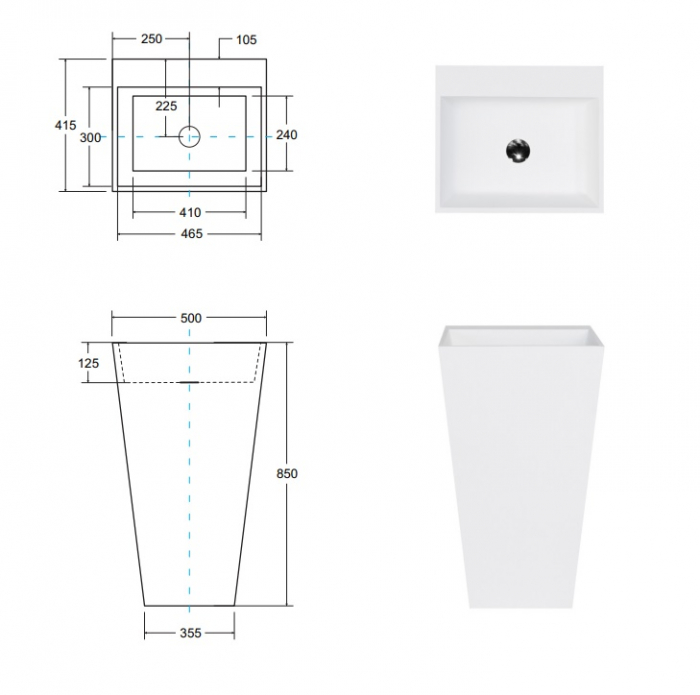 LAVOAR FREESTANDING VERA 40X50X85, WHITE [5]