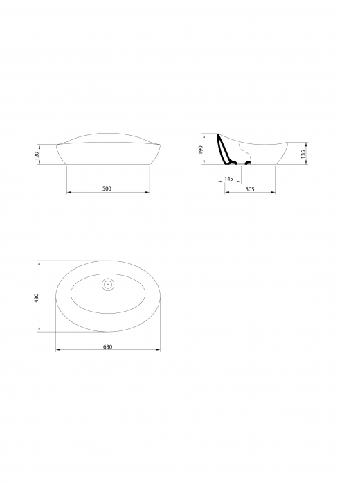 Set Gala Elipse.Contine:Lavoar Gala Elipse 63X43 cm, montare pe blat+Baterie lavoar Grohe Essence XL size, fara ventil, montare pe blat, crom [2]