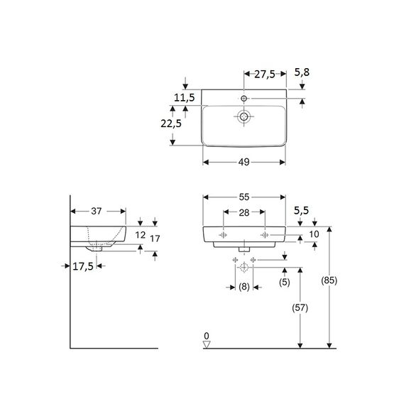 Lavoar Geberit Selnova compact 55 x 37 cm, alb [2]