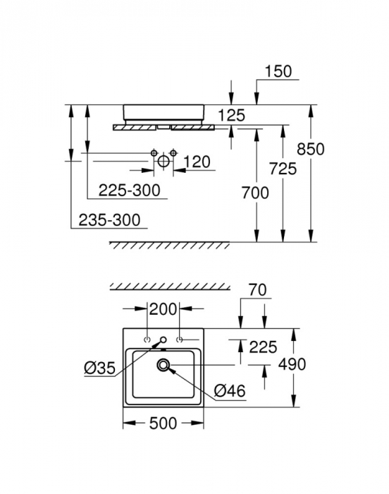 LAVOAR CUBE CERAMIC 50 MONTAJ PE BLAT PURE GUARD [2]
