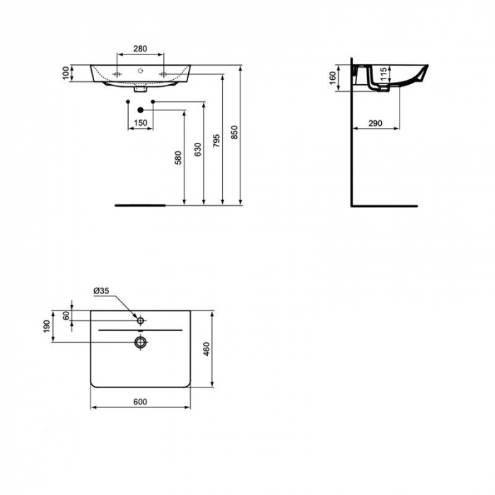 LAVOAR CONNECT CUBE DESIGN 60 CM SILK BLACK [3]