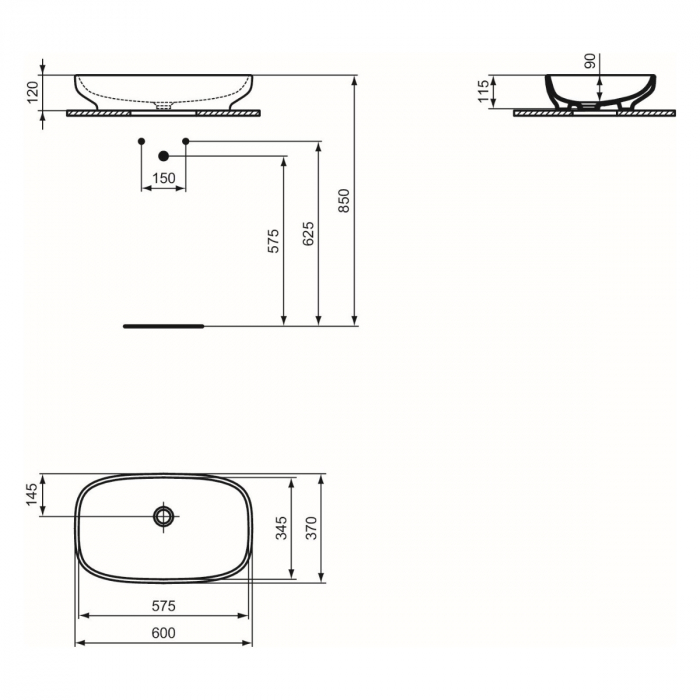 LAVOAR I.LIFE B 60X37 CM, MONTAJ PE BLAT, FARA PREPLIN, FARA ORIFICIU BATERIE [4]
