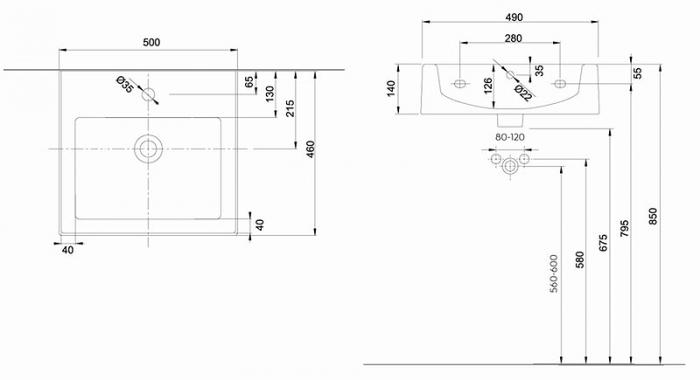 LAVOAR TWINS 50X46 CU BAZIN RECTANGULAR SI GAURA PENTRU BATERIE [2]
