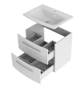 LAVOAR WAVE 60 CM, MARMURA COMPOZITA, ALB NOU [2]