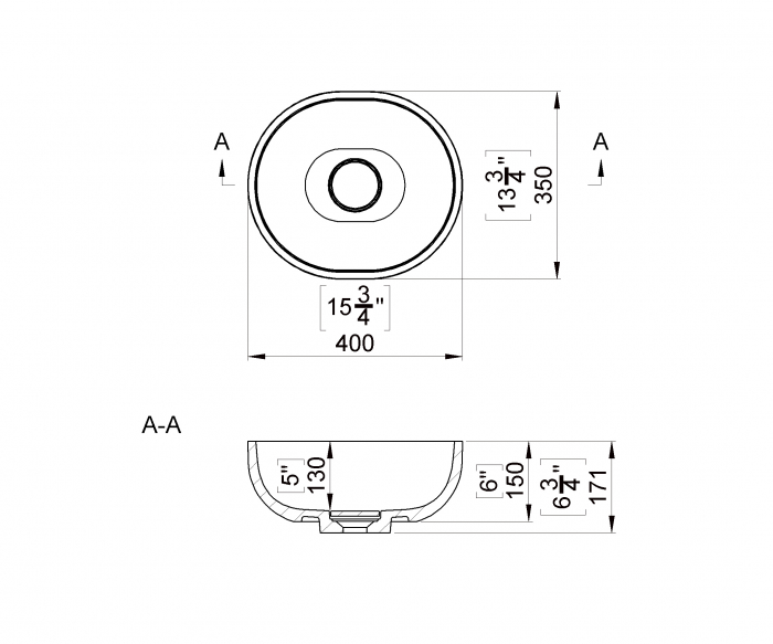 LAVOAR CHIRA OVAL 40X35X17.1 CM FARA PREPLIN [3]