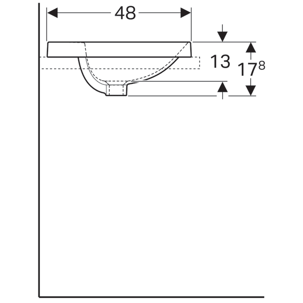 LAVOAR ÎNCORPORAT GEBERIT VARIFORM, OVAL, CU BANC CU ORIFICII DE ROBINET B-60CM, T-48CM, PREAPLIN VIZIBIL, GLAZURAT ALB [5]