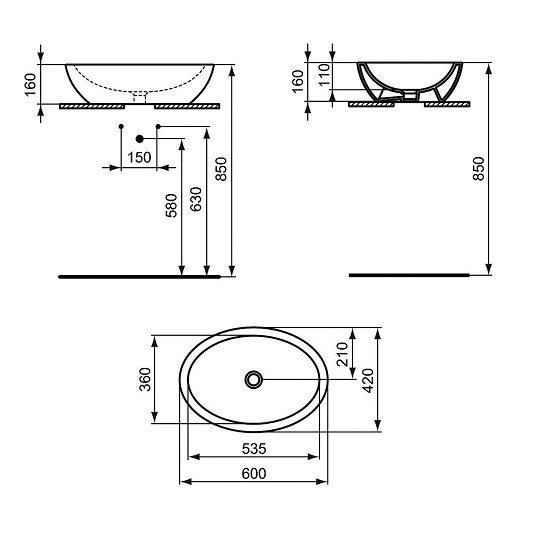 LAVOAR STRADA OVAL 60X42 SILK BLACK [4]
