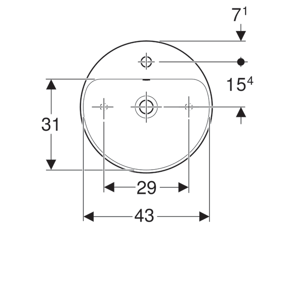 LAVOAR PE BLAT GEBERIT VARIFORM, ROTUND, CU BANC CU ORIFICII DE ROBINET D-45CM, PREAPLIN VIZIBIL, ALB [3]