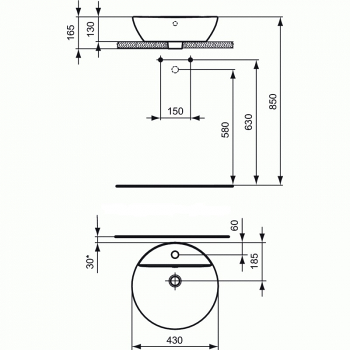 LAVOAR CONNECT SPHERE 43 CM CU GAURA PENTRU BATERIE [2]