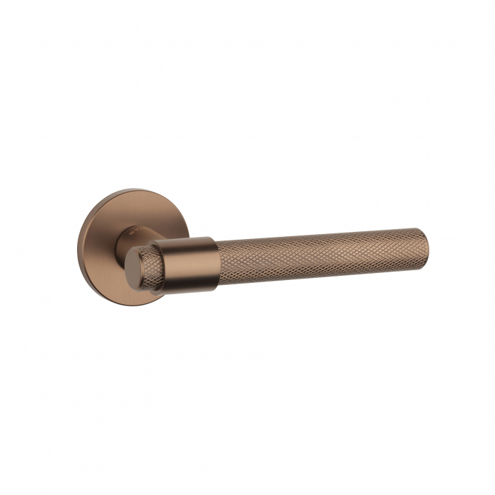 Mâner ușă Stile Goya cu rozetă R Slim 7 mm, finisaj maro deschis, design modern și elegant, potrivit pentru uși interioare. [1]