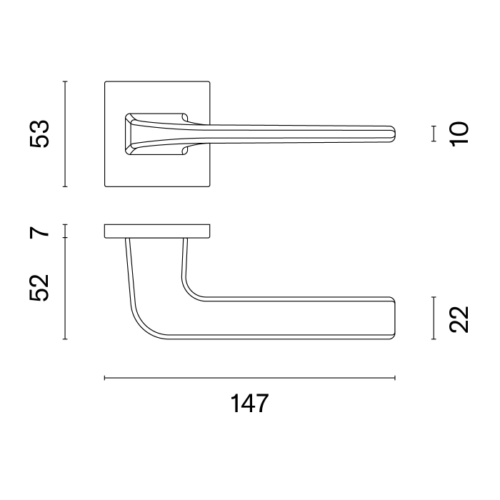 Mâner STILE NAKA cu rozeta pătrată SLIM 7 mm – Auriu mat [2]