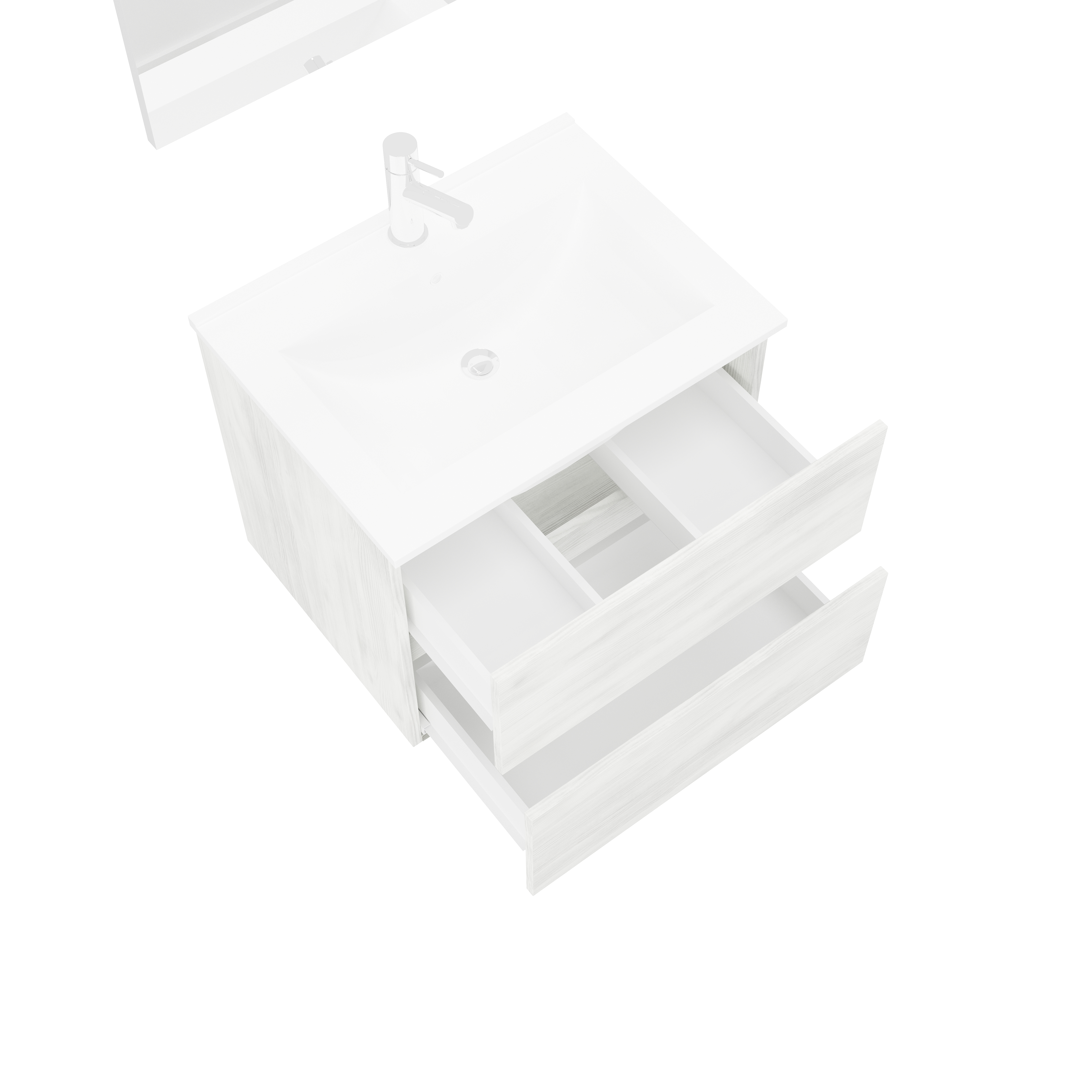 Mobilier de baie Savini Due Crea colectia Easy ,rovere bianco,set :baza + lavoar ceramic + oglinda + lampa [3]