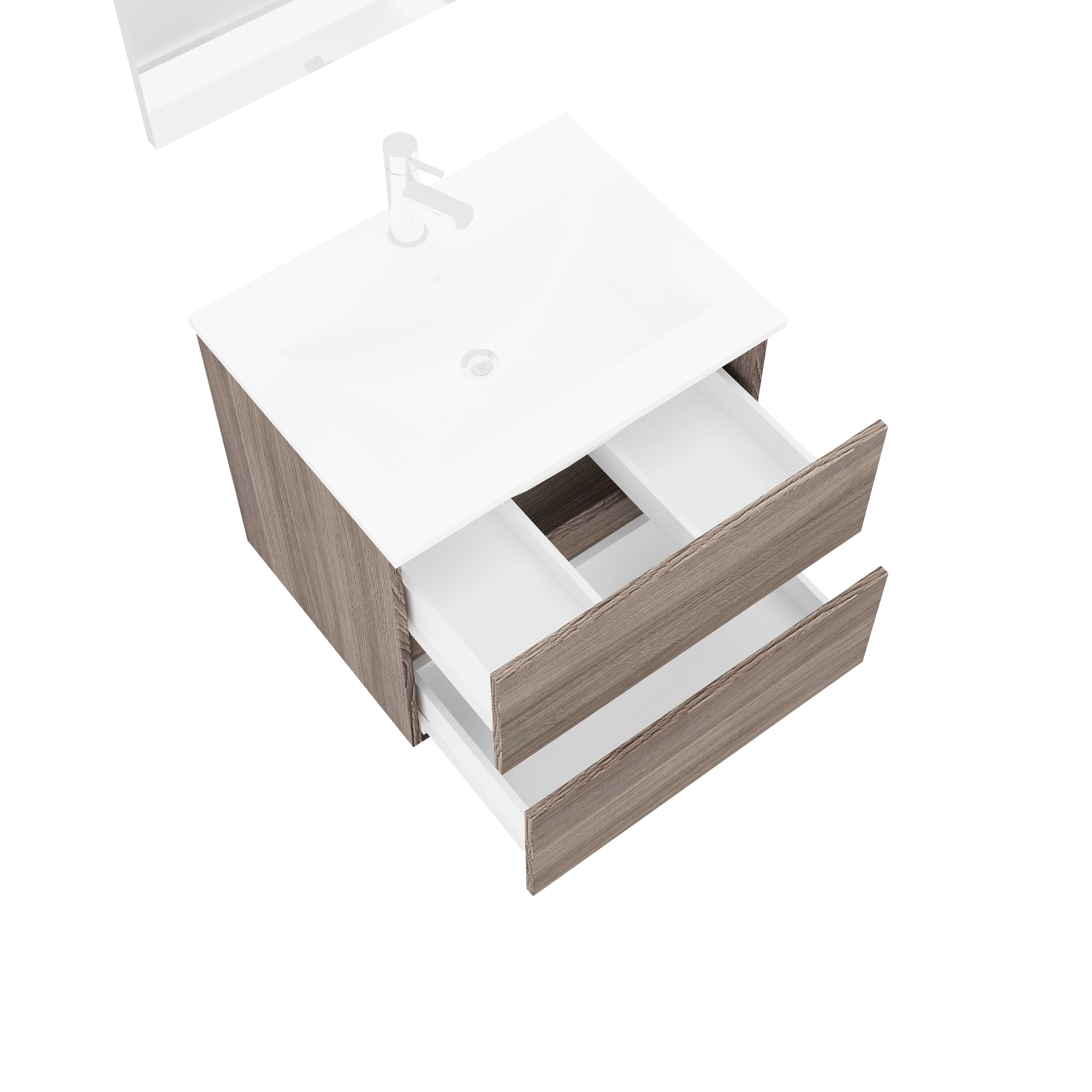 Mobilier de baie Savini Due Crea colectia Easy ,rovere fumo set :baza + lavoar ceramic + oglinda + lampa [3]