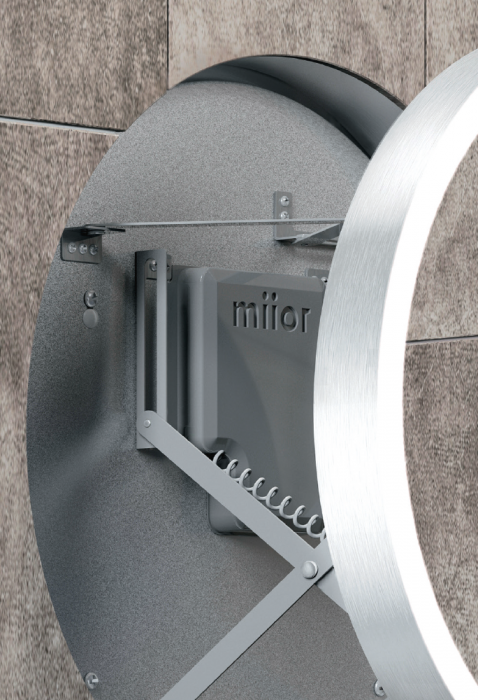 Oglinda extensibila rotunda Miior Moon, diametrul 70 cm, rama aluminiu mat, corp gri lucios, maner U-05S, Led N 4000K [2]