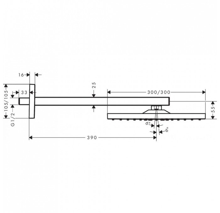 CAP DUS RAINDANCE E 300 AIR 1 JET, 300X300MM, CU PRINDERE PE PERETE CU BRAT 390MM, MATT WHITE [2]