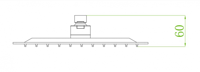 CAP DE DUS SLIM PATRAT INULA, 300X300 MM, 1/2, METAL, NEGRU [3]