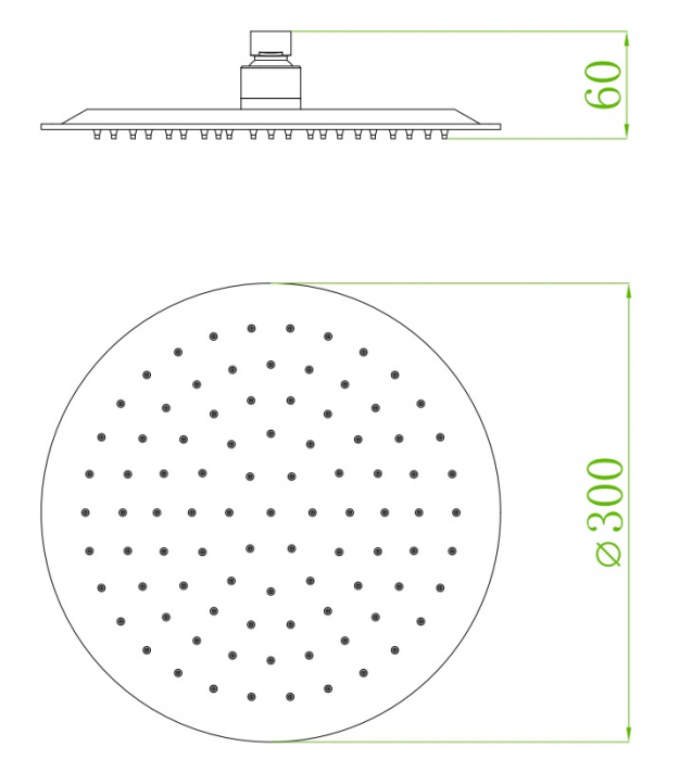 CAP DE DUS SLIM ROTUND INULA, 300 MM, 1/2, METAL, NEGRU [2]