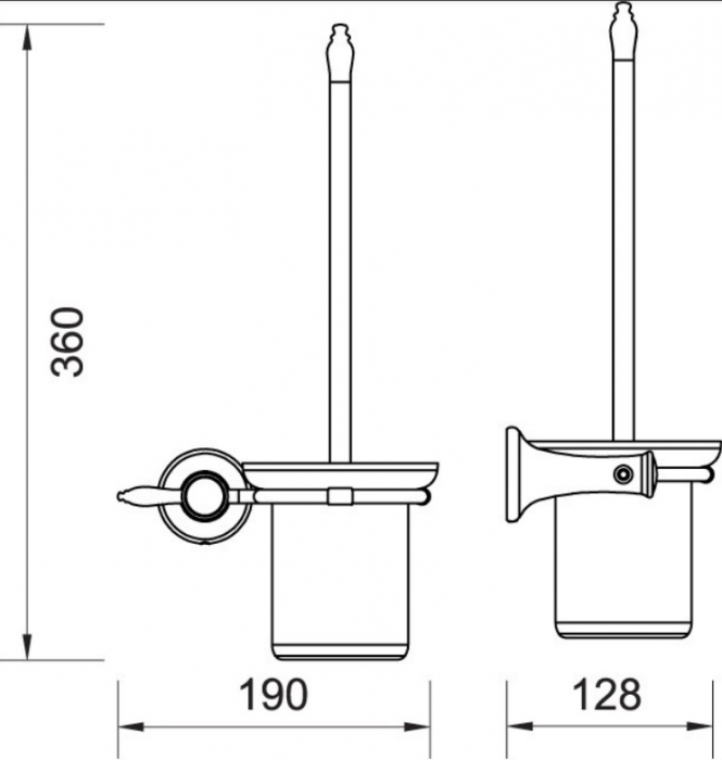 PERIE WC LACRIMA CU SUPORT STICLA MATA/BRONZ [2]