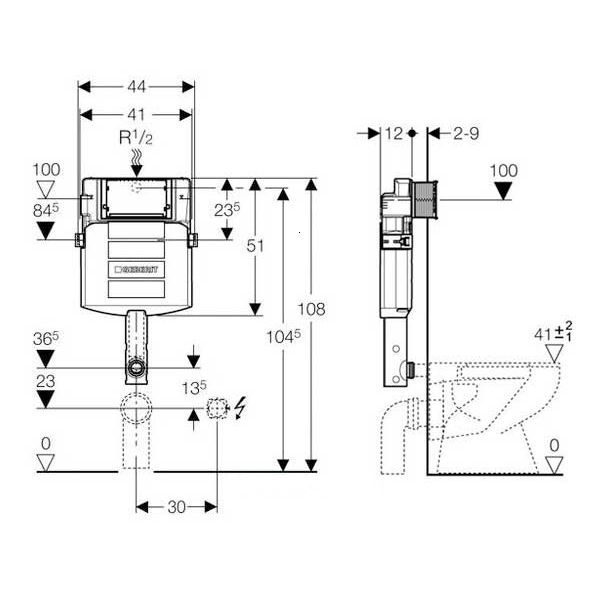 SISTEM INSTALARE CU REZERVOR GEBERIT 12 CM UP 320 CAL. I [2]