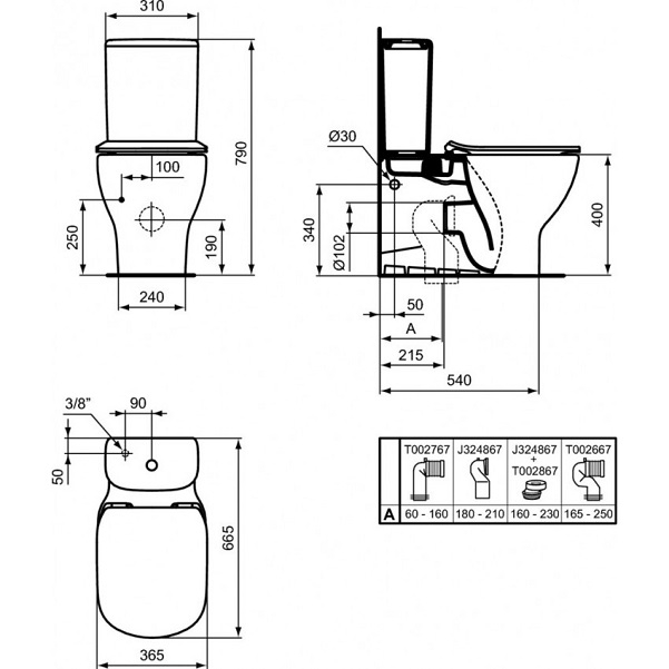 REZERVOR WC TESI, 3/6 L, ALIMENTARE INFERIOARA, SILK BLACK [4]
