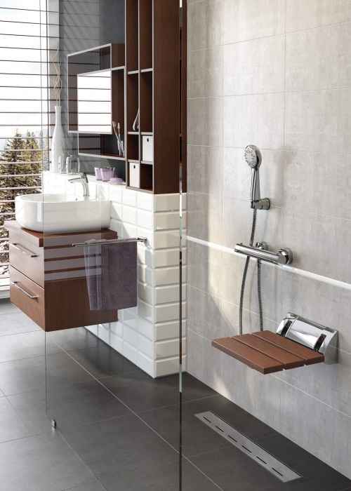 Scaun cu montare pe perete, pliabil, Deante, Vital,COLOR OF WOOD [3]