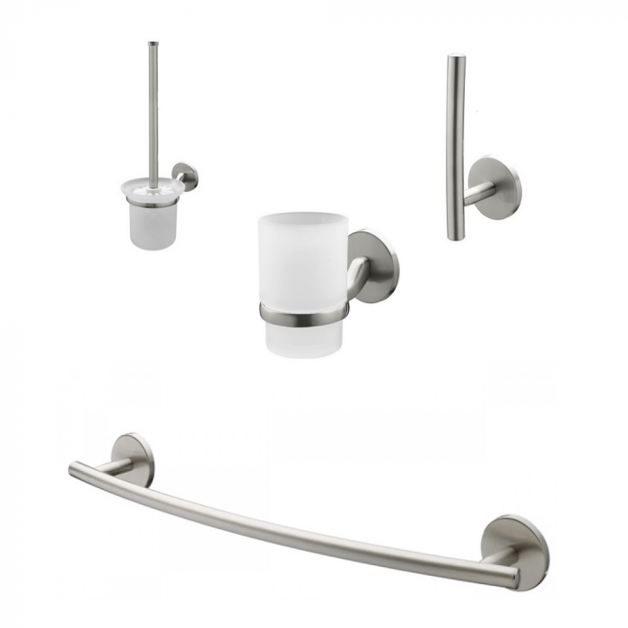 SET 4 ACCESORII VIRGINIA ( SUPORT PROSOP BARA 460MM, REZERVA SUPORT HARTIE IGIENICA, PERIE WC, PAHAR CU SUPORT) [1]